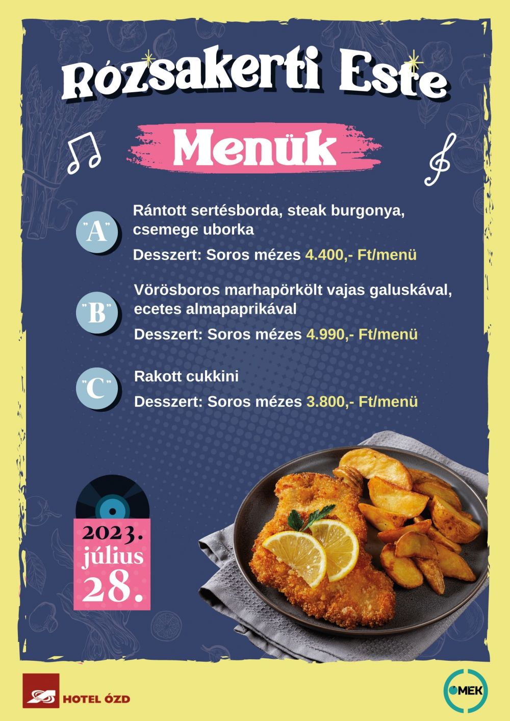 Rózsakert menü Rózsakert menü